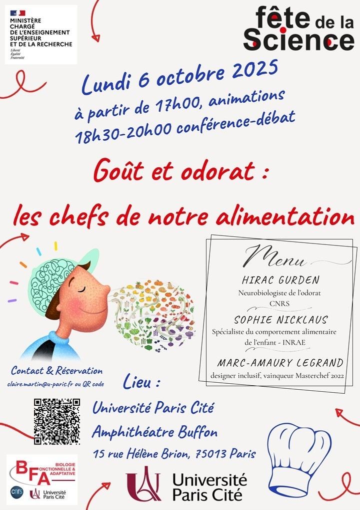 Affiche de l'évènement "Goût et odorat : les chefs de notre alimentation".
